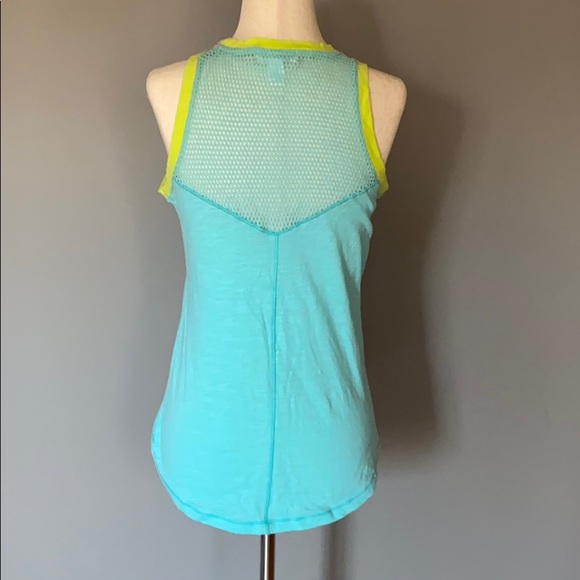“I Exercise For Chocolate” Teal and Yellow Athletic Tank - Picture 3 of 5
